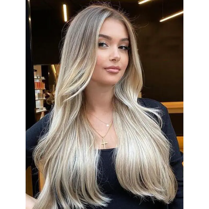 Long Layered Wigs Wavy Blonde Wigs Comfortable Synthetic Lace Front Wigs