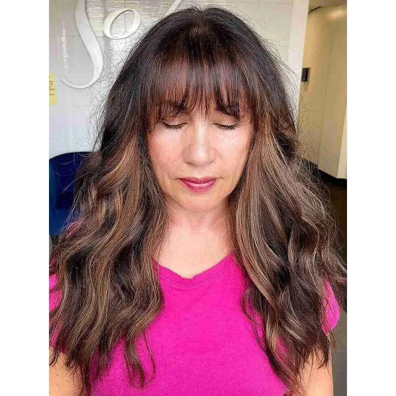 Long Wigs For Sale With Bangs Wavy Wigs Synthetic Lace Front Wigs