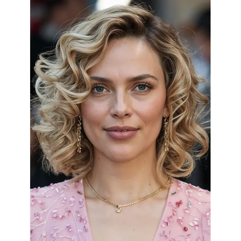 Medium Length Blonde Wigs 10" Monofilament Synthetic Wigs