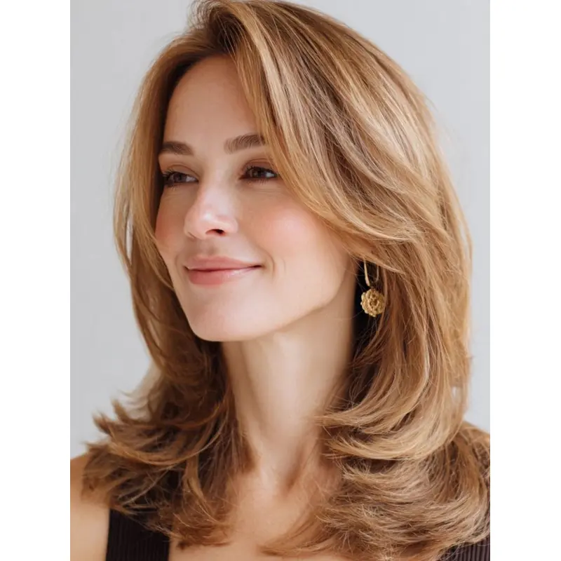 Medium Length Hair Wigs 14" Wavy Synthetic Blonde Wigs