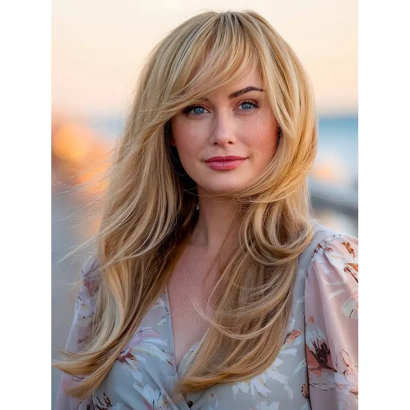 Real Long Hair Wigs Wavy Monofilament 20" Wigs
