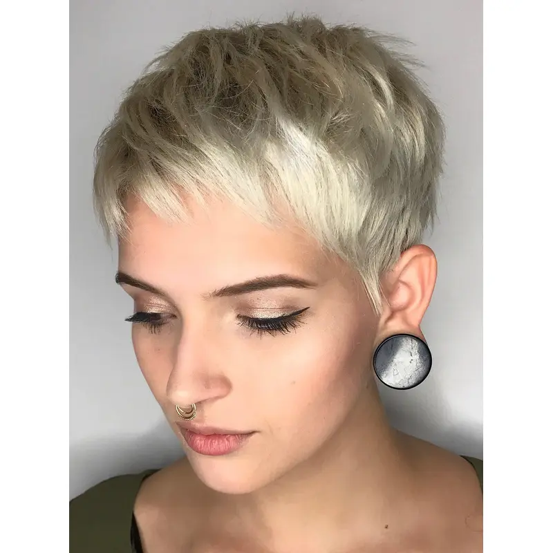 Short Blonde Human Hair Wigs 4" Straight Boycuts Wigs