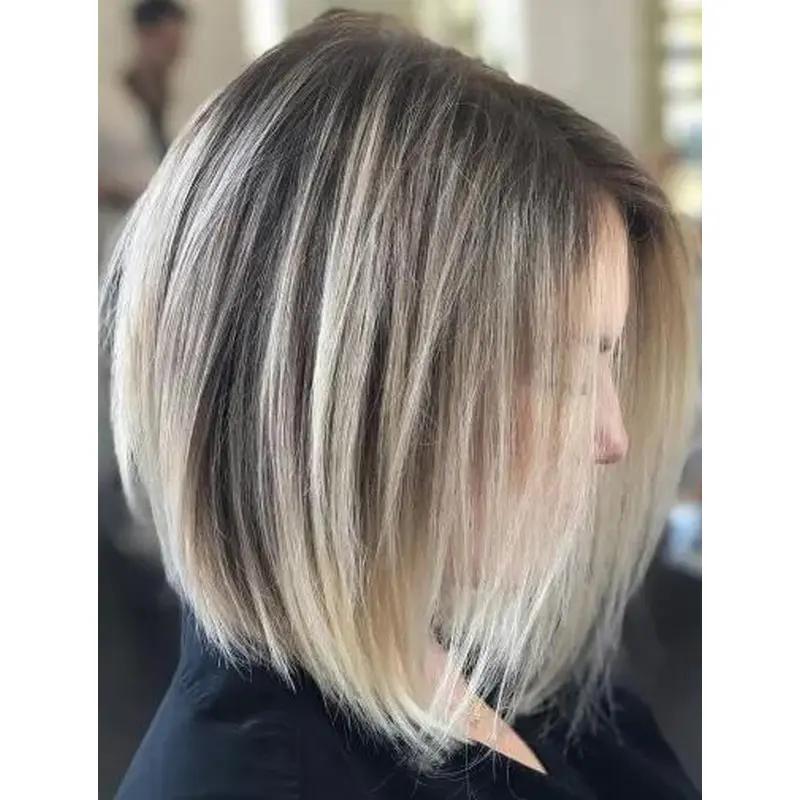 Short Bob Wigs Lace Front Shoulder Length Straight Messy Blonde Lob Wigs