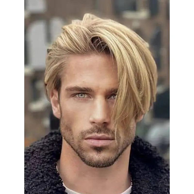 Short Hair Wig Men Synthetic With Bangs Blonde 4" Wigs