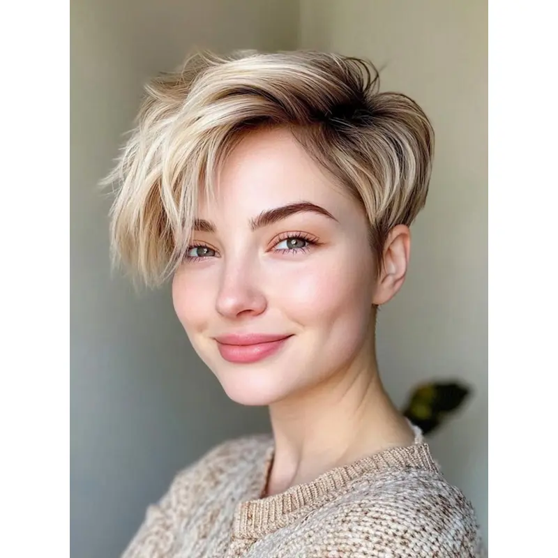 Short Haired Wigs 6" Blonde Monofilament Boycuts Straight Wigs