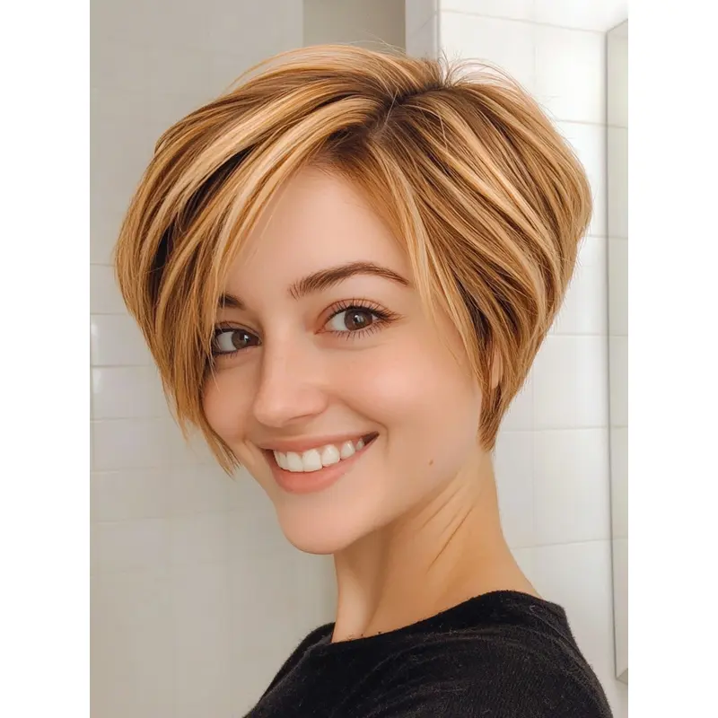 Synthetic Short Wigs Straight Boycuts Lace Front 6" Blonde Wigs