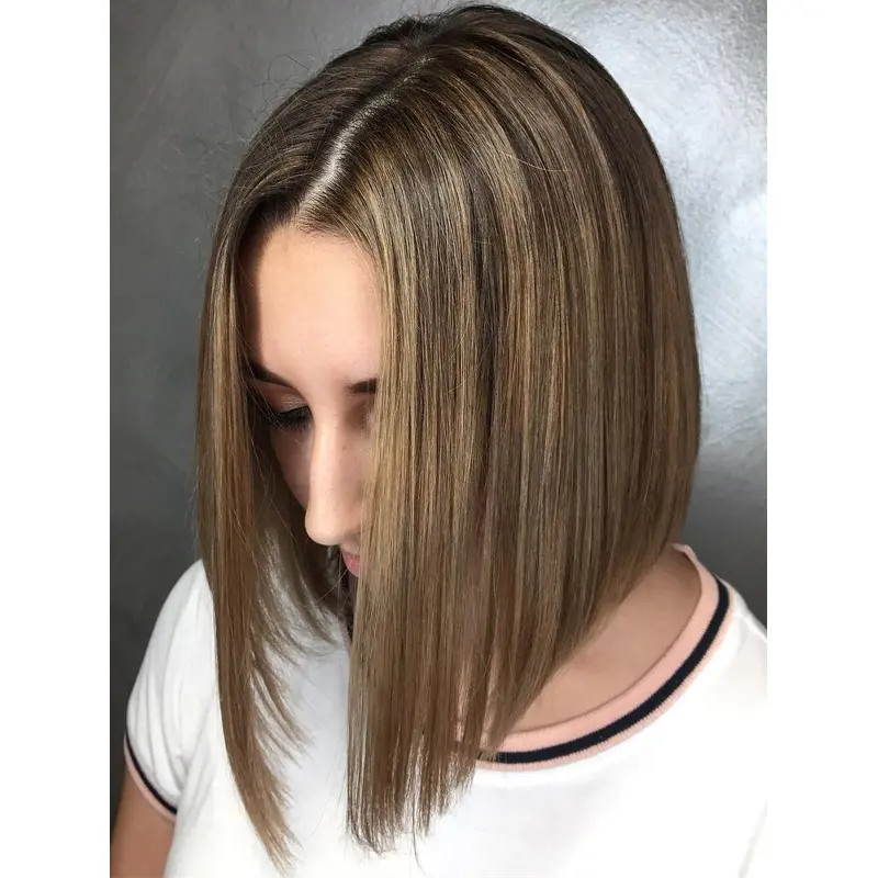 Bob Lace Wig Human Hair Shoulder Length Straight 12" Blonde Wigs