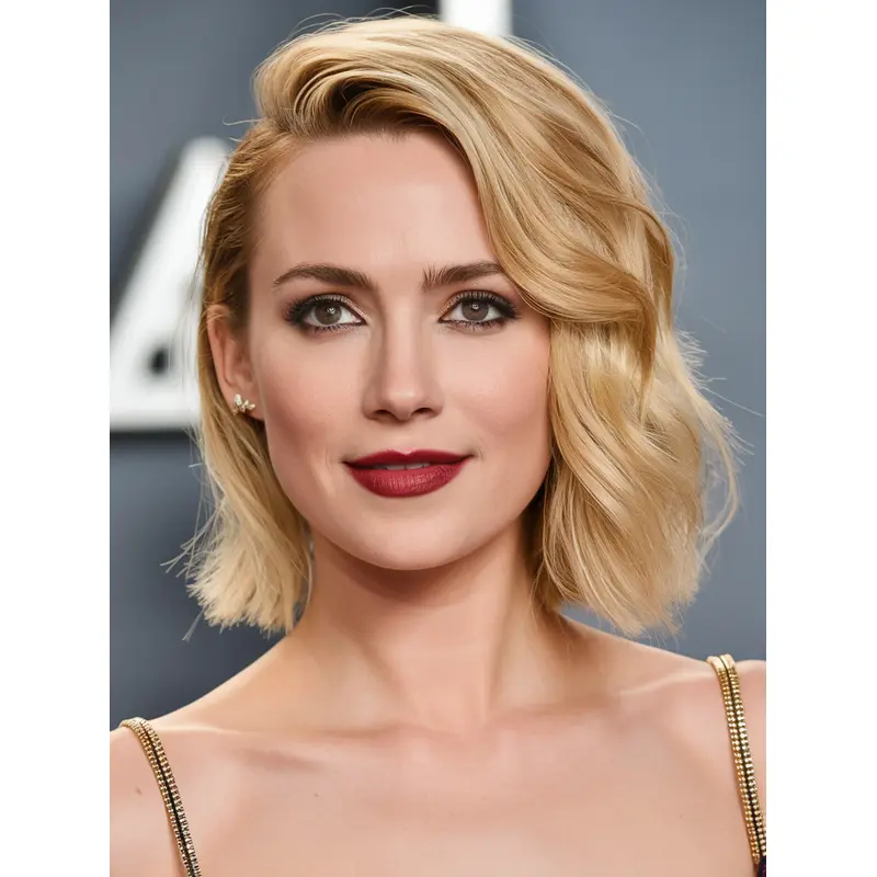 Human Hair Bob Lace Wigs Wavy Chin Length 10" With Bangs Wigs