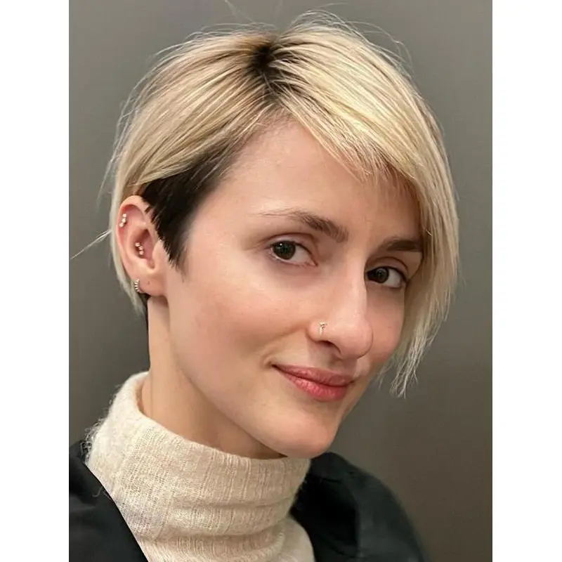 Large Cap Wigs Short Boycuts Lace Front Blonde Straight Pixie Wigs