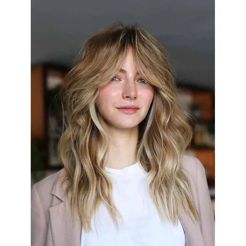 Layered 16" Long Hair Human Hair Wigs