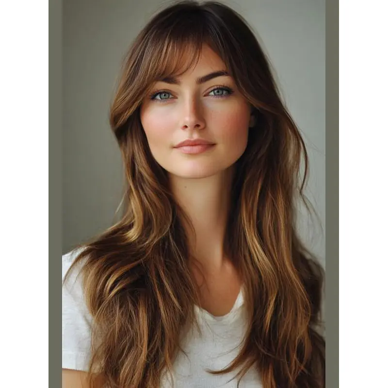 Long Blonde Wigs With Bangs Synthetic 22" Wavy Monofilament Wigs