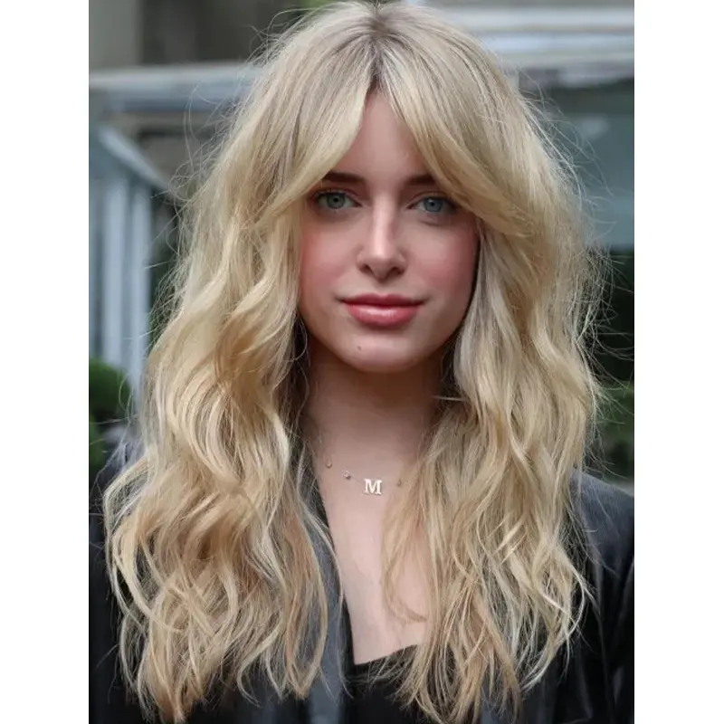 Long Layered Wigs Wavy Blonde Wig Human Hair Wig Lace Long Hair Wigs