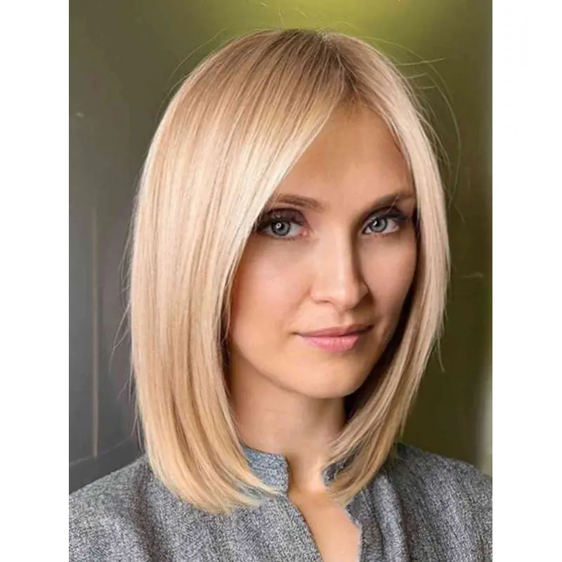 Medium Length Blonde Wigs Lace Front Straight Wigs Synthetic Bob Wigs