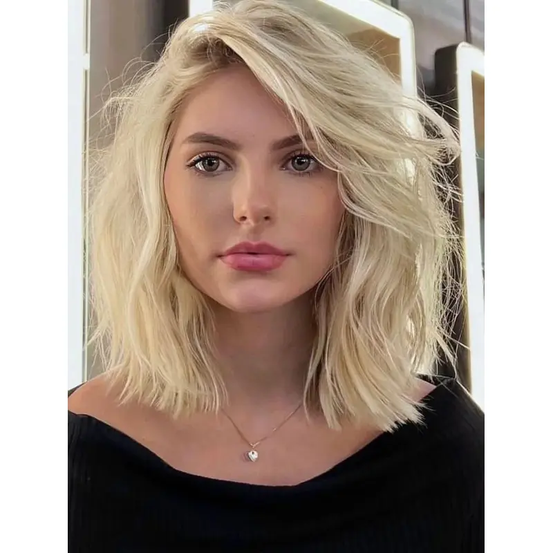 Medium Length Wigs Wavy Layered Wigs Synthetic Lace Front Wigs