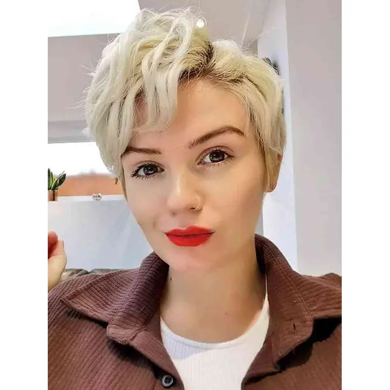 Short Blonde Wigs For Women Fashionable Ladies Short Hairstyles Lace Front Wigs