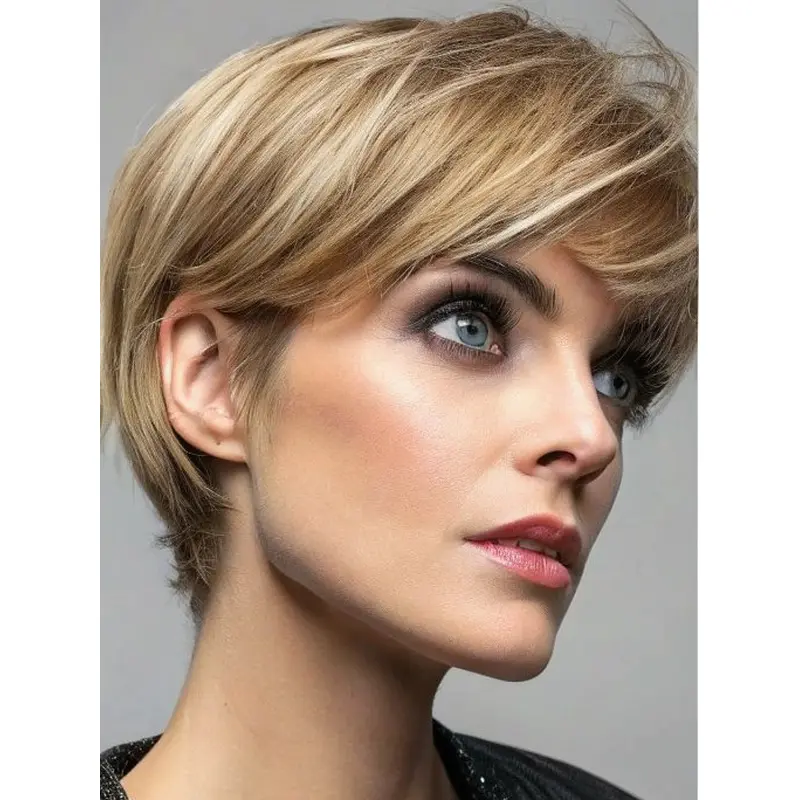 Short Stacked Bob Wigs Lace Front Layered 6" Straight Wigs
