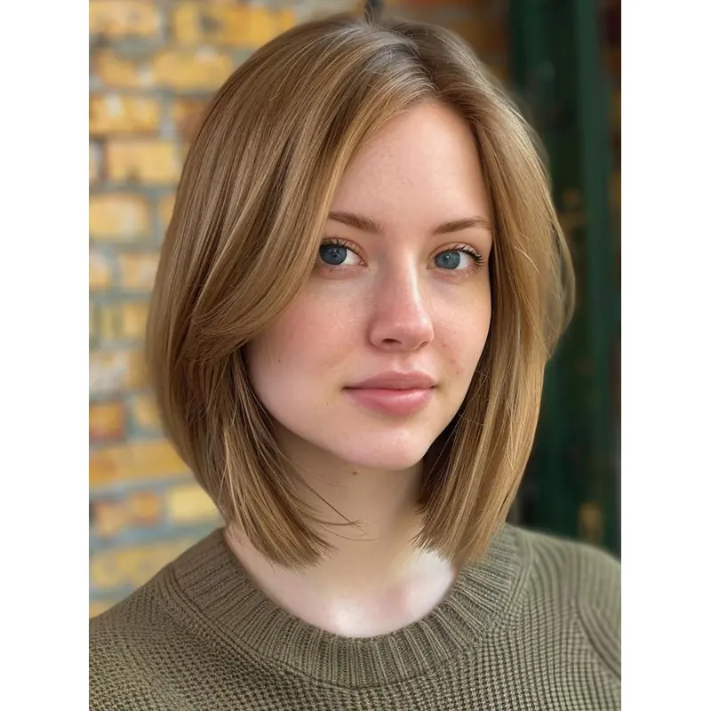 Bob Style Human Hair Wigs Blonde 12" Layered Monofilament Wigs