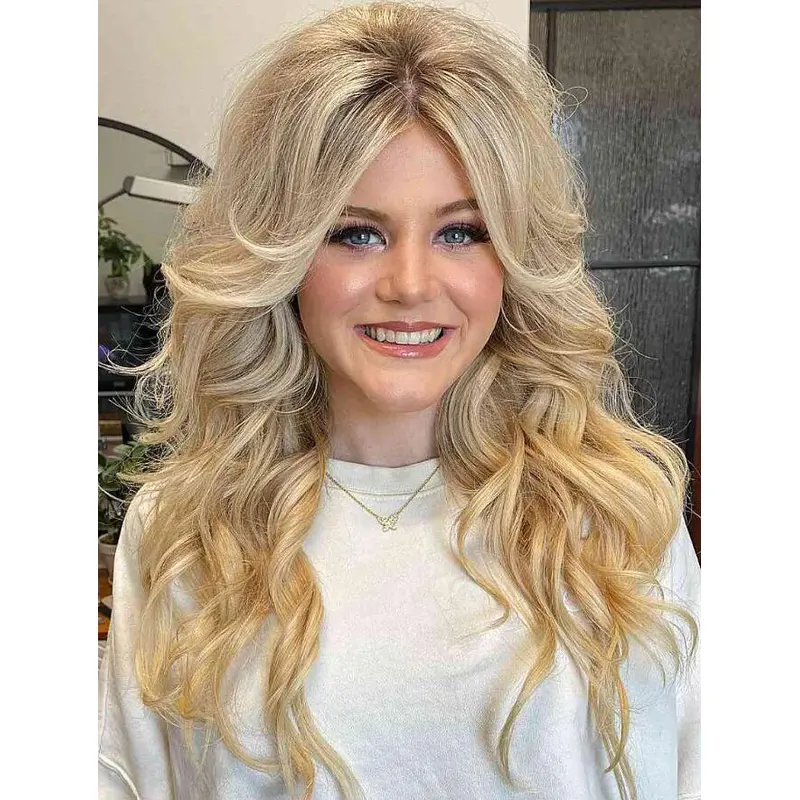 Human Hair Lace Wigs Lace Front Blonde Wigs Layered Beach Waves Wigs