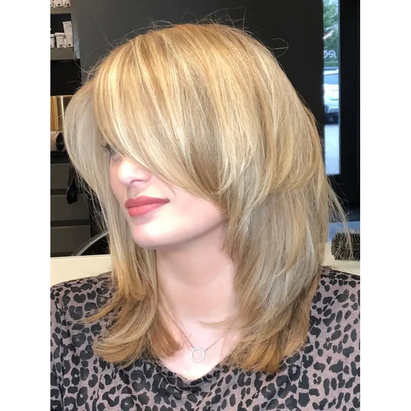 Ladies Wigs Wavy Lace Front Wigs Synthetic Shoulder Length Wigs