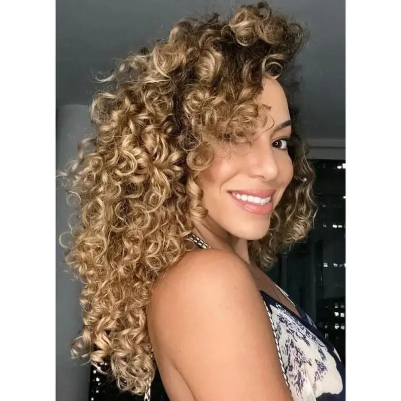 Long Curly Wigs Blonde Synthetic Wig Without Bangs Lace Front Long Hair Wigs