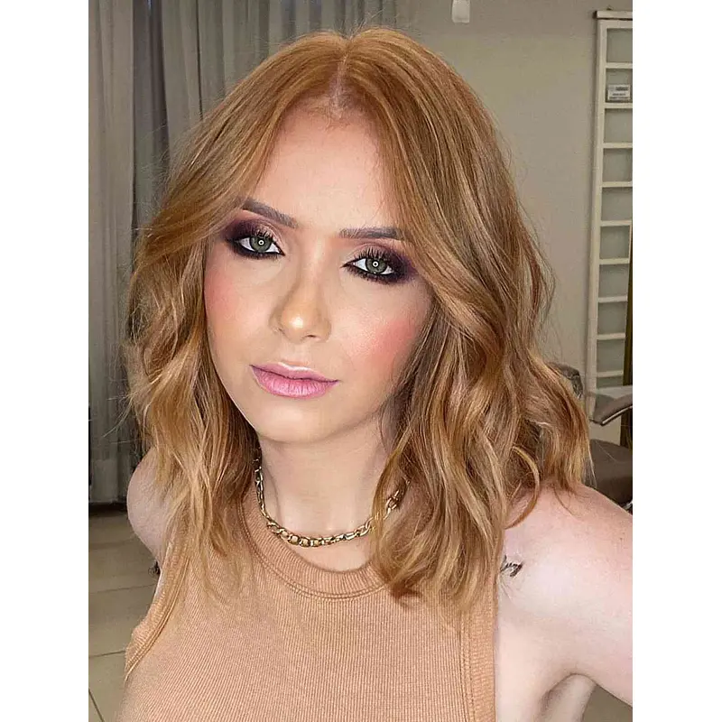 Medium Length Wigs Lace Front Blonde Wigs Without Bangs Synthetic Wigs