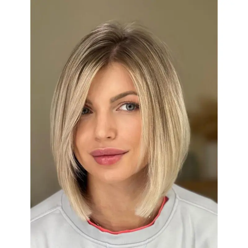 Medium Length Wigs Synthetic Straight Wigs Lace Front Blonde Wigs