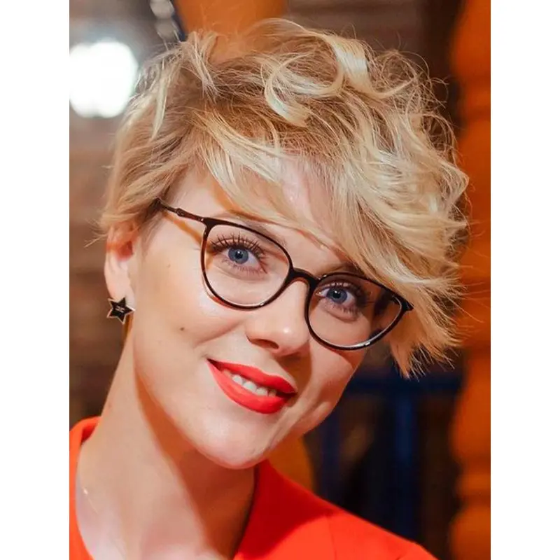 Short Curly Wigs Cropped Blonde Synthetic Wig Gorgeous Short Pixie Wigs