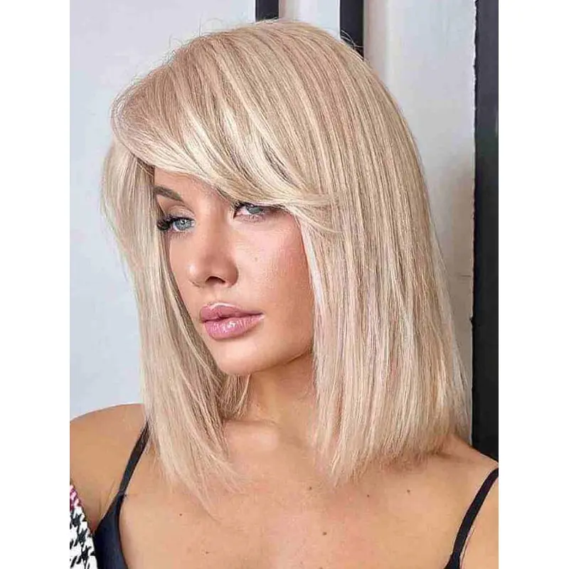 Blonde Bob Wig Straight Synthetic Lace Front Wigs Blonde Shoulder Length Wigs