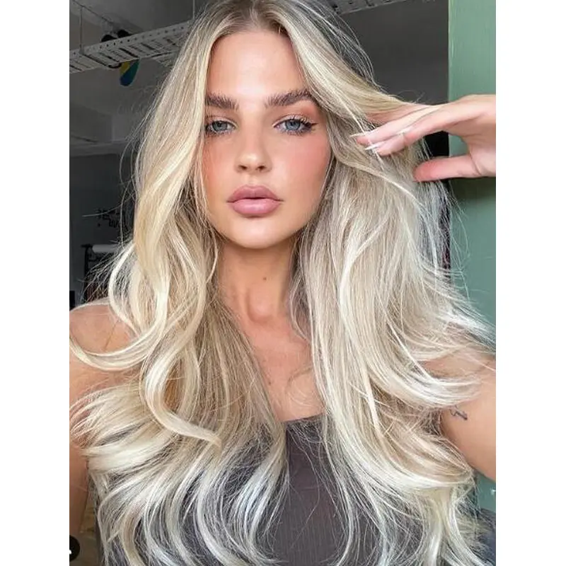 Long Blonde Wig Wavy Lace Front Wigs Layered Soft Synthetic Wigs