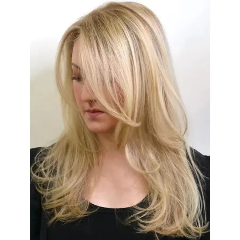 Long Blonde Wigs Synthetic Comfortable Lace Wig Wavy Long Layers Hair
