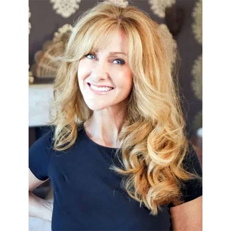 Long Curly Wigs Lace Front Blonde Wigs Synthetic Layered Long Wigs