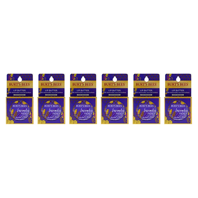 Burts Bees Lavender and Honey Lip Butter Blister by Burts Bees for Unisex - 0.4 oz Lip Balm - Pack of 6