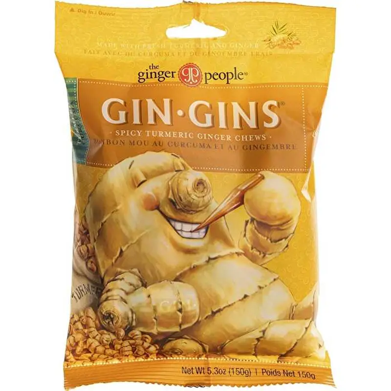 The Ginger People Gin Gins Ginger Candy Chewy Spicy Turmeric 12x150g