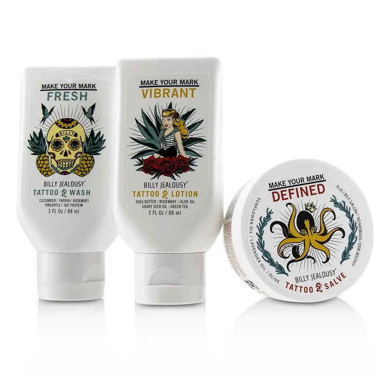 Billy Jealousy Marked IV Life Tattoo Care Kit: Tattoo Wash 88ml + Tattoo Lotion 88ml + Tattoo Slave 57g  3pcs