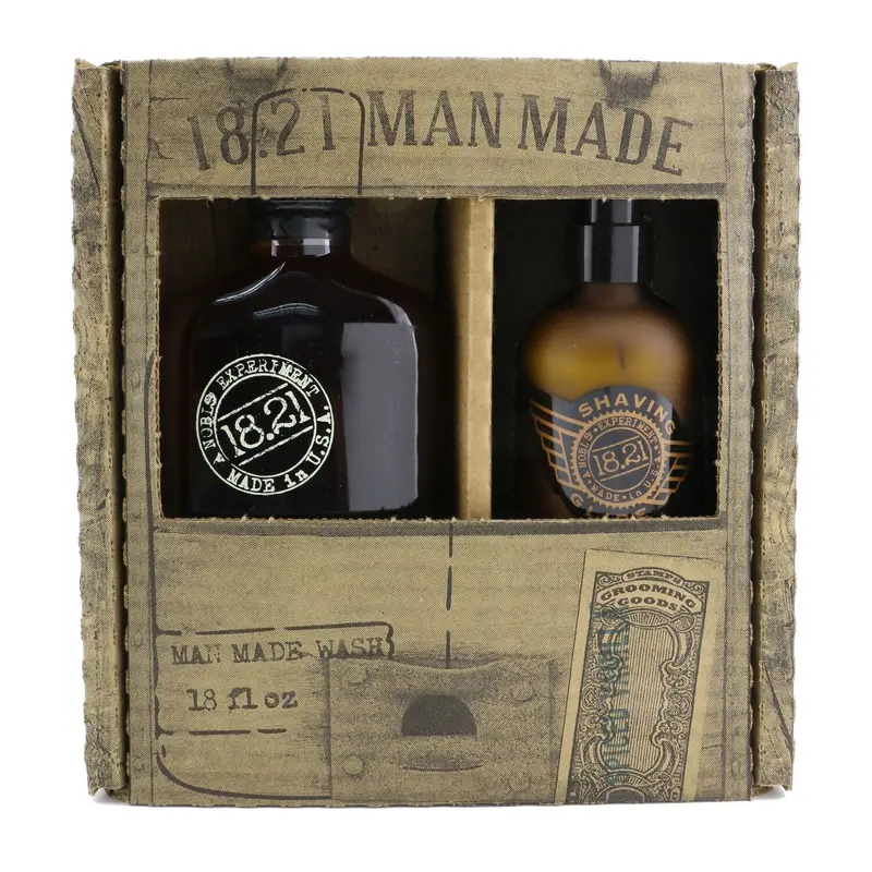 18.21 Man Made Man Made Wash & Shaving Glide Set - # Spiced Vanilla: 1x Shampoo, Conditioner & Body Wash 530ml + 1x Shaving Glide 177ml  2pcs