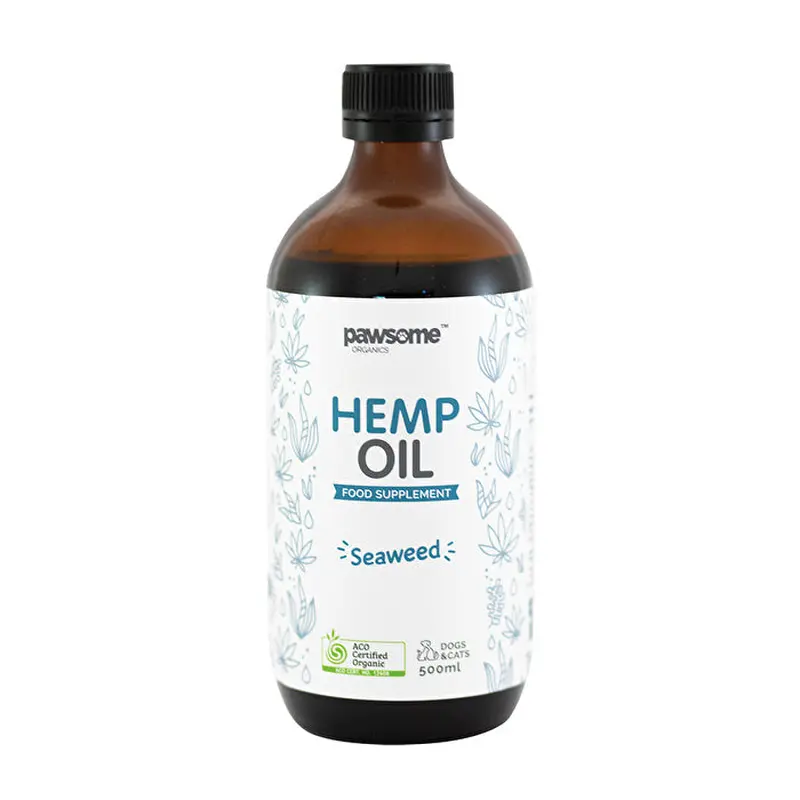 Pawsome Organics Pet Hemp Oil Seaweed (for dogs & cats) 500ml
