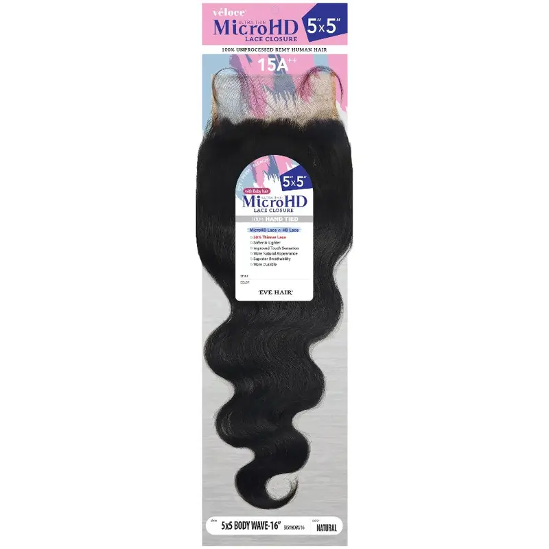 Veloce 5X5 Micro HD Lace Closure Body 12" MHDBW