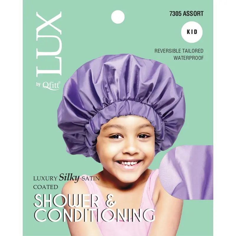 Qfitt LUX Kids Luxury Silky Satin Lined Shower & Conditioning Cap #7305