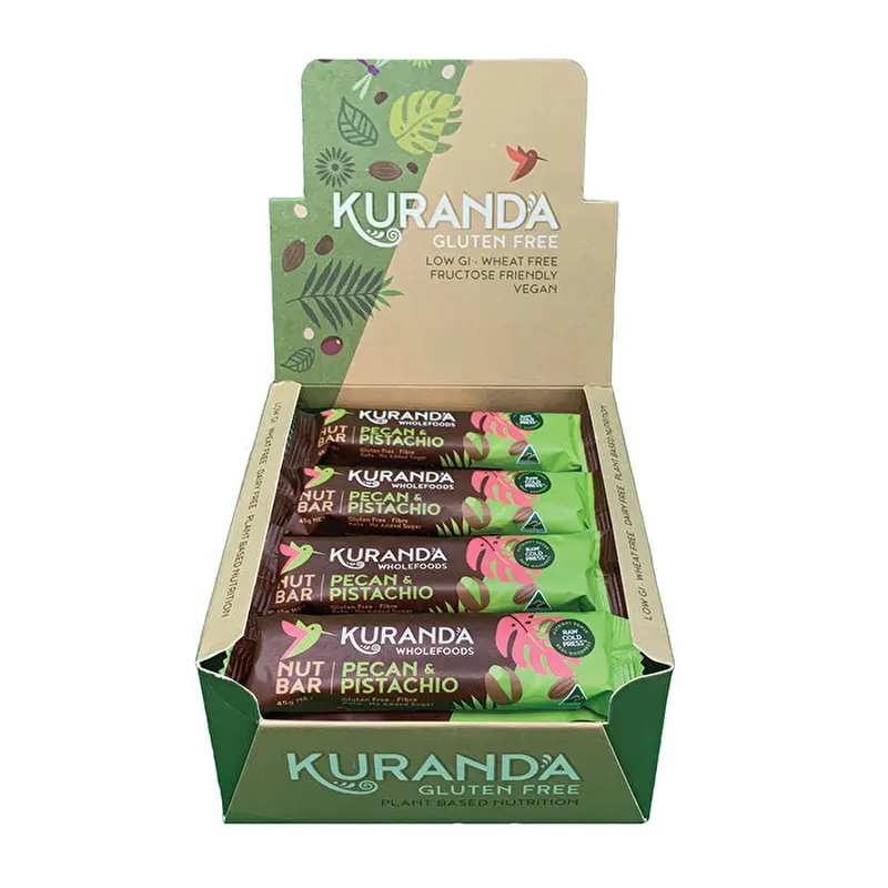 Kuranda Gluten Free Nut Bars Pecan & Pistachio 45g x 16 Display