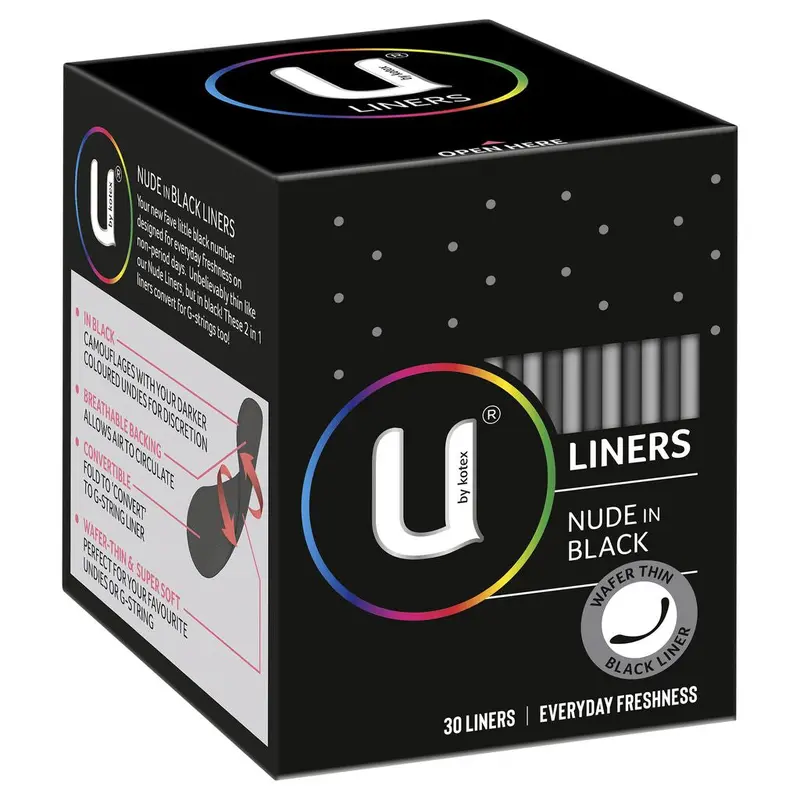 U By Kotex Liner Nude in Black 30 Pack