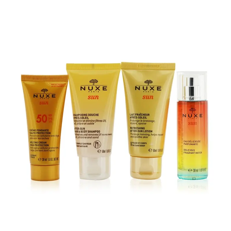 Nuxe Nuxe Sun My Summer Ritual Coffret: Melting Cream High Protection For Face SPF 50 30ml/1oz + After-Sun Hair & Body Shampoo 50ml/1.6oz + Refreshing After-Sun Lotion For Face & Body 50ml/1.6oz + Delicious Fragrant Water Spray 30ml/1oz  4pcs