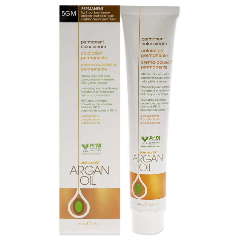 One n Only Argan Oil Permanent Color Cream - 5GM Light Root Beer Brown by One n Only for Unisex - 3 oz Hair Color