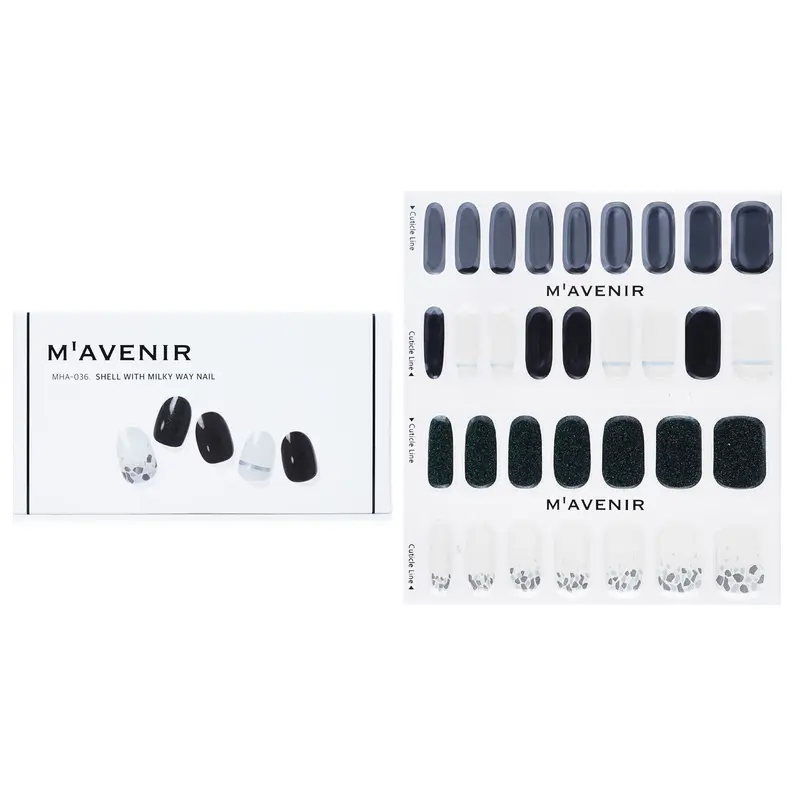Mavenir Nail Sticker (Black) - # Shell With Milky Way Nail  32pcs