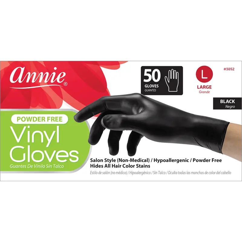 Annie Powder Free Vinyl Gloves 50/box Large #3852