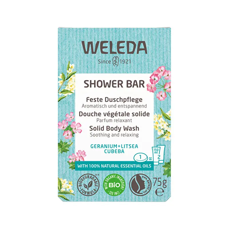 Weleda Shower Bar (Solid Body Wash) Geranium + Litsea Cubeba 75g