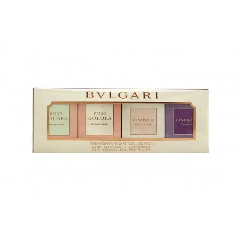 BULGARI COFFRET SET: ROSE GOLDEA BLOSSOM DELIGHT EDP + & EDT + OMNIA  CRYSTALLINE EDT + OMNI AMETHYSTE EDT - 4 X 5ML