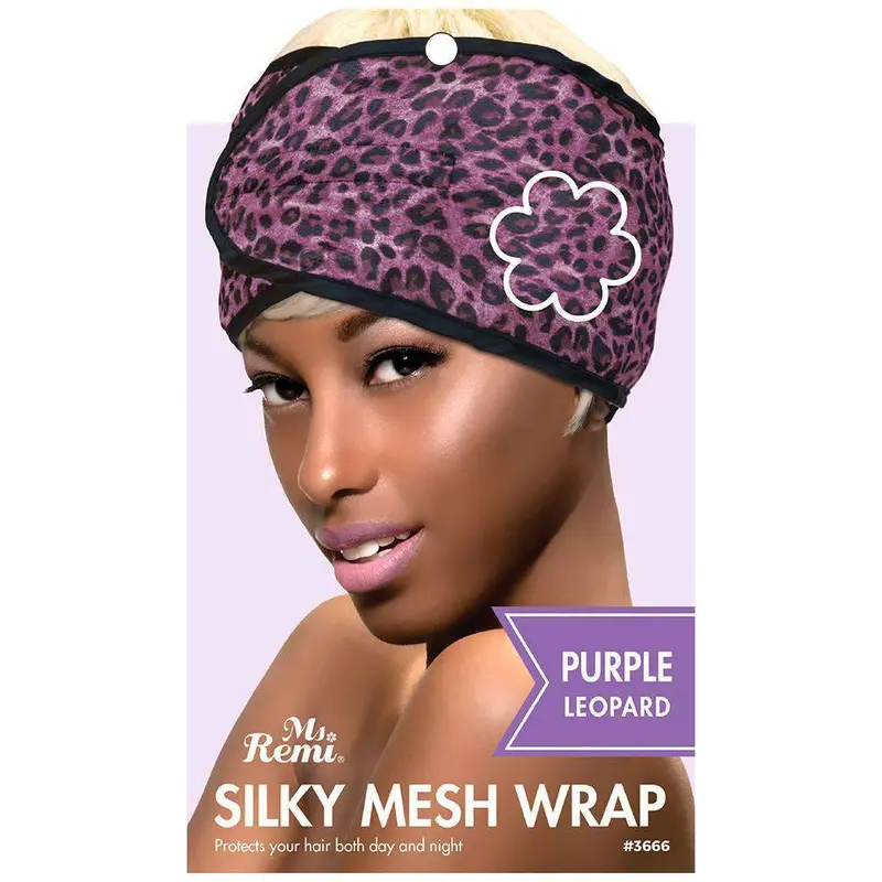 Ms. Remi Silky Mesh Wrap Purple Leopard #3666 - Dollar Deals