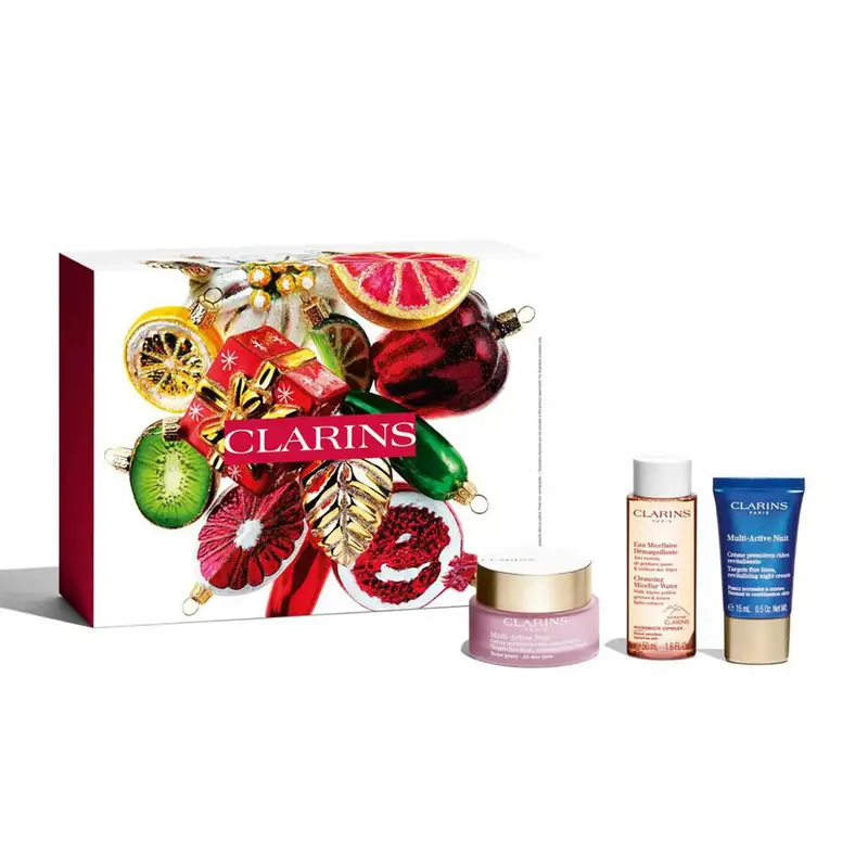 Clarins Multi-Action 3 Piece Gift Set: Day Cream 50ml - Micellar Water 50ml - Night Cream 15ml