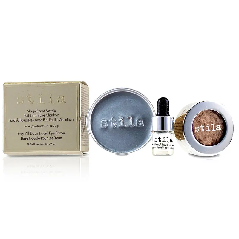 Stila Magnificent Metals Foil Finish Eye Shadow With Mini Stay All Day Liquid Eye Primer - Metallic Kitten  2pcs