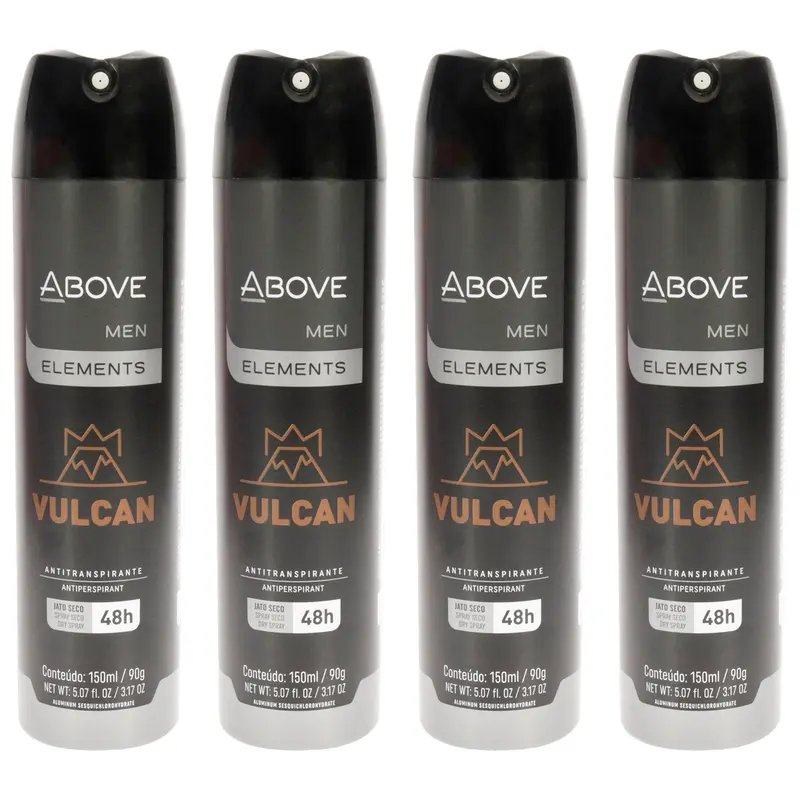 Above 48 Hours Element Antiperspirant Deodorant - Vulcan by Above for Men - 3.17 oz Deodorant Spray - Pack of 4
